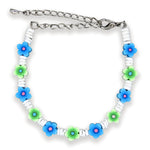 Natalia - Puka Shell Anklet Bracelet with Fimo Daisy Beads - PC