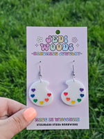 Rainbow Paint Pallet Earrings, Subtle Pride Earrings, Queer