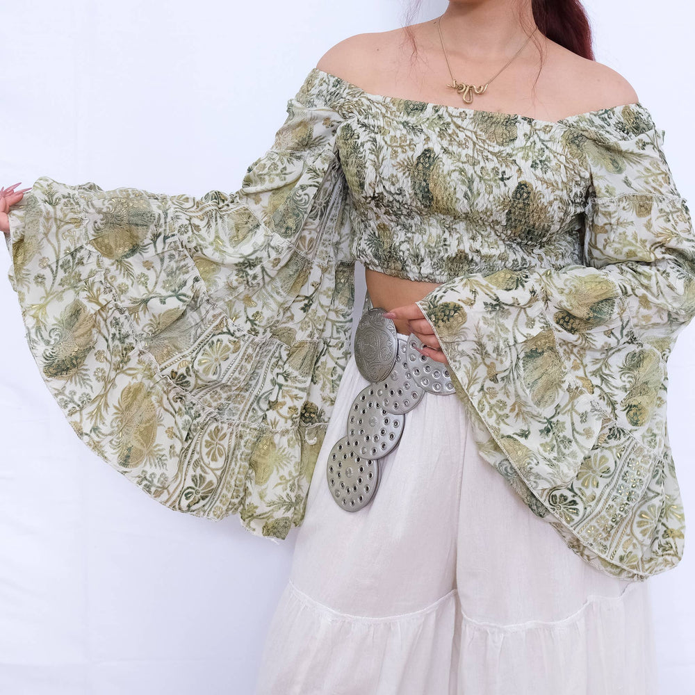 Bohemian Flowy Long Ruffle Sleeve Top