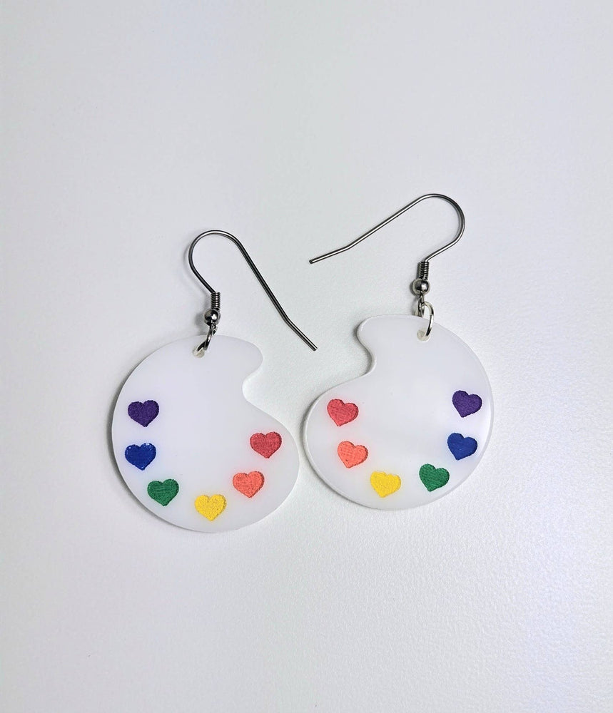 Rainbow Paint Pallet Earrings, Subtle Pride Earrings, Queer