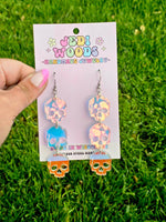 Triple Iridescent Skull Statement Earrings