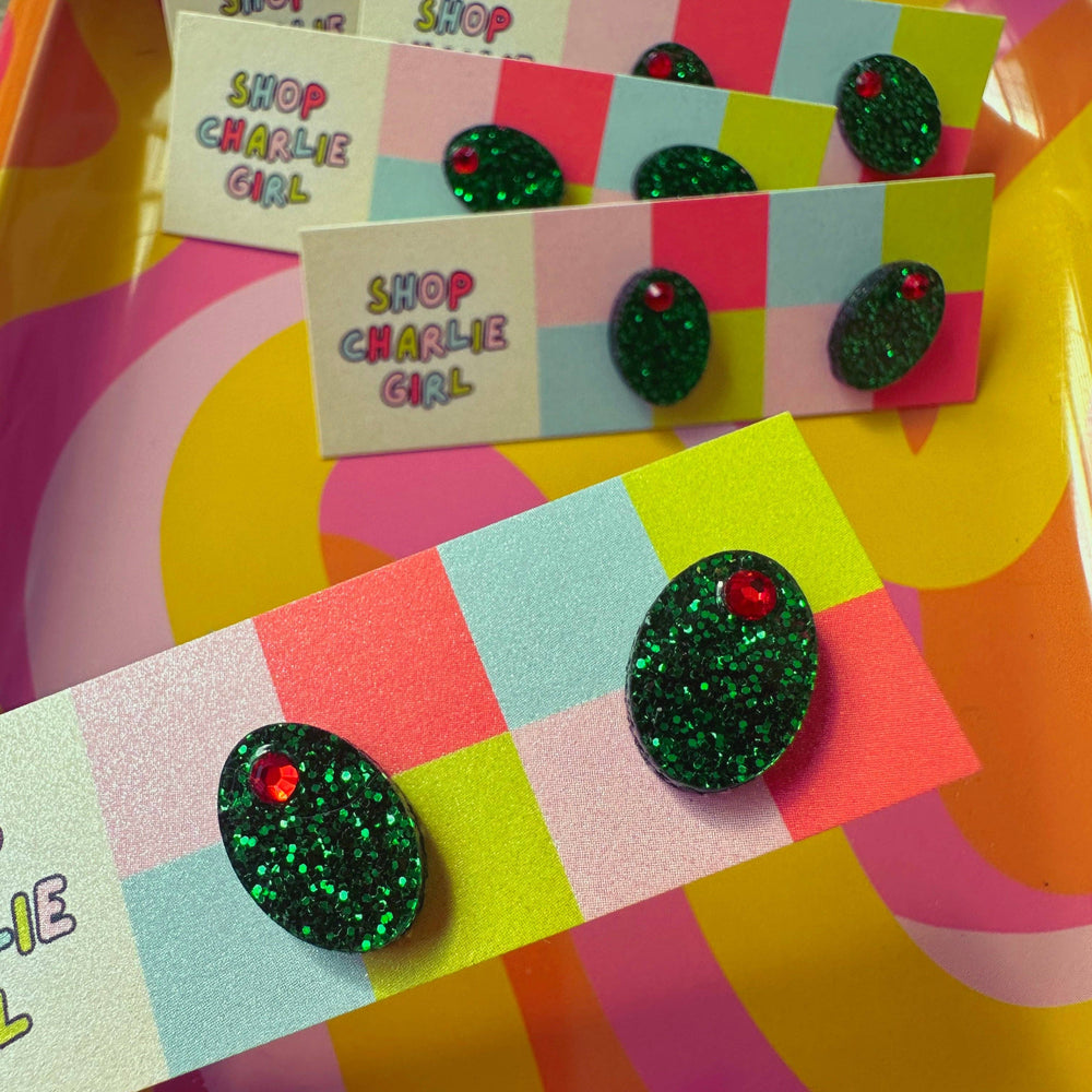 Mini Glitter Olive Acrylic Studs