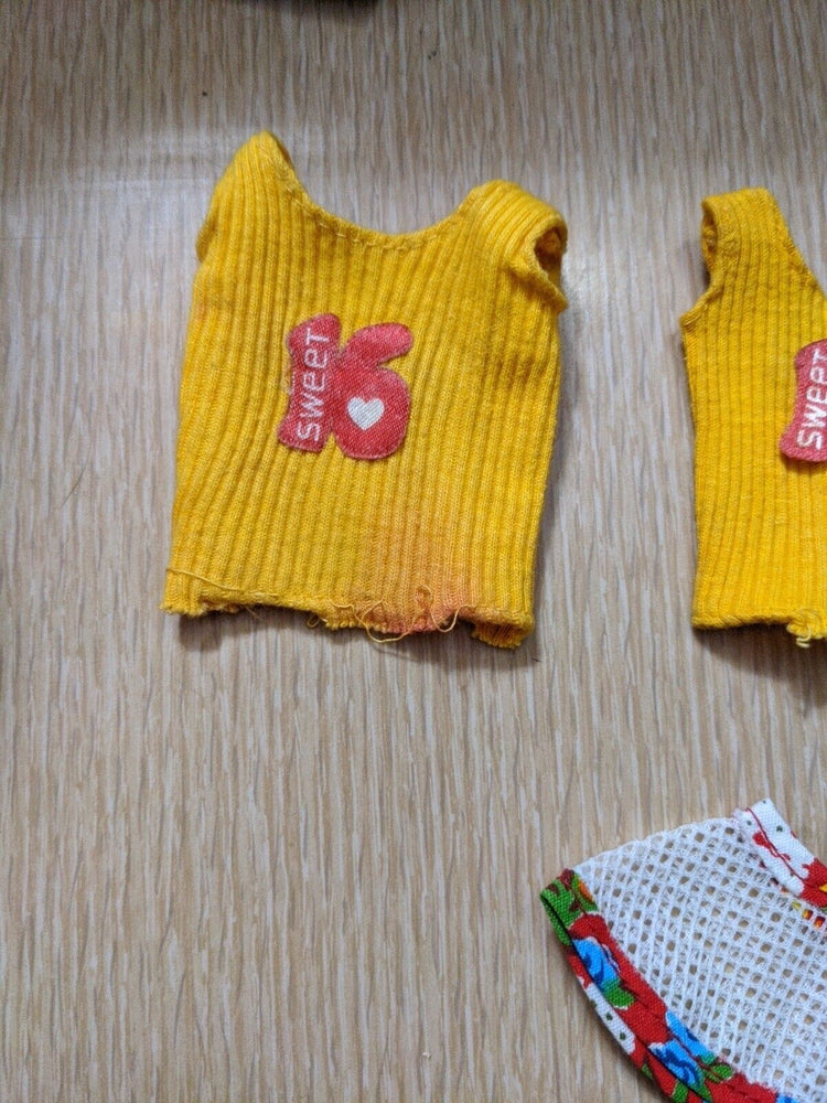 Vintage Barbie Sweet 16 Swimsuit Hat Yellow Tank Top Mattel 1973 As Is Lot 