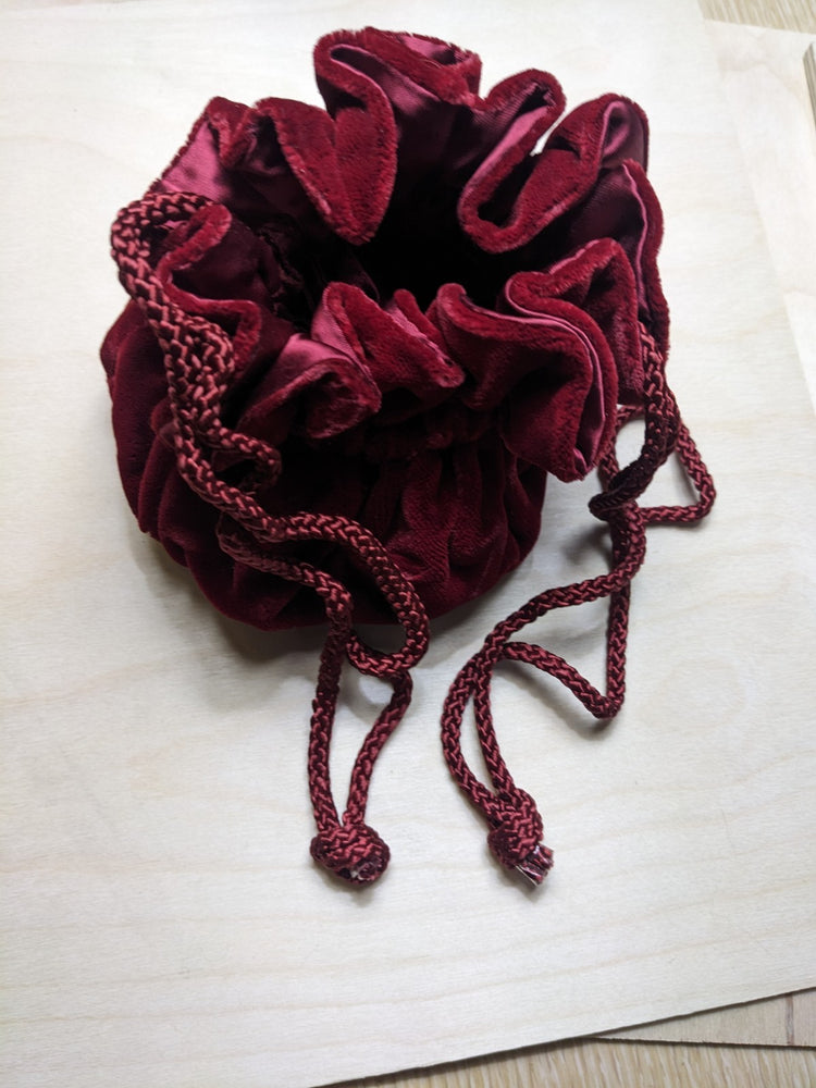 Vintage 80s 90s Jewelry Travel Pouch Bag Red Velvet Drawstring
