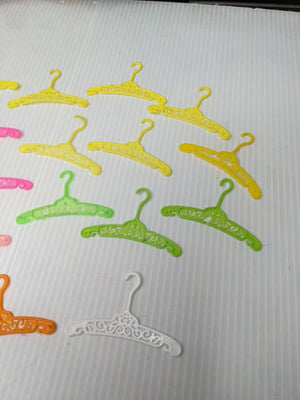 Vintage Barbie Doll 1960s 1970s Filigree Mod Hangers Green Pink Yellow Lot 