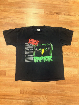 Vintage 90’s Cedar Point Raptor Eyes Rollercoaster Park Ride Graphic T-shirt XL