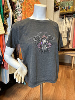Y2K Betty Boop Love Hurts Biker  Cropped Tshirt Medium Large 