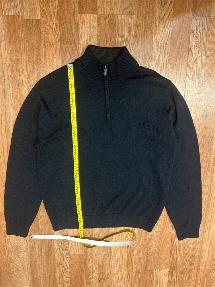 Brooks Brothers Pullover Sweater Men's Large Blue Quarter 1/4 Zip Merino Wool
