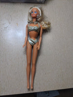 1991 Sun Sensation Barbie  Doll Glitter Earrings & Strands Of Tinsel in Hair