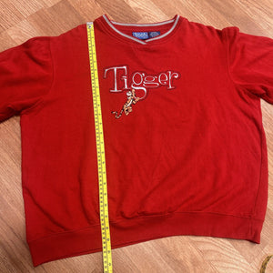 Vtg Disney Pooh Tigger Embroidered Red Crewneck Sweatshirt Size L