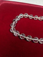 Glass crystal facetd bead necklace 15"  hand knotted