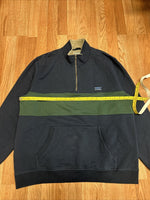 LL BEAN Men’s 1/4 Zip Pullover Sweater XL Regular Heavy Cotton Blue Green