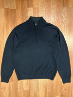 Brooks Brothers Pullover Sweater Men's Large Blue Quarter 1/4 Zip Merino Wool