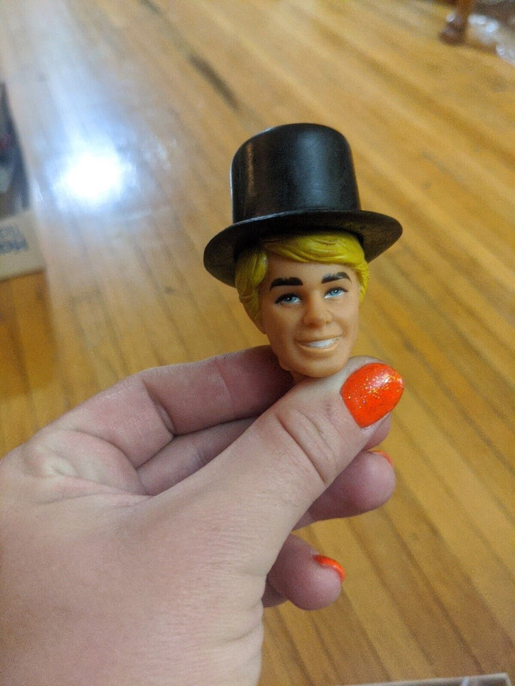 Vintage Ken Doll Sized Black Plastic Top Hat And Cane Hong Kong~ 1960's