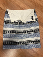 Talbots Knee Length Pencil Skirt Women's Size 10P Blue White Lace 