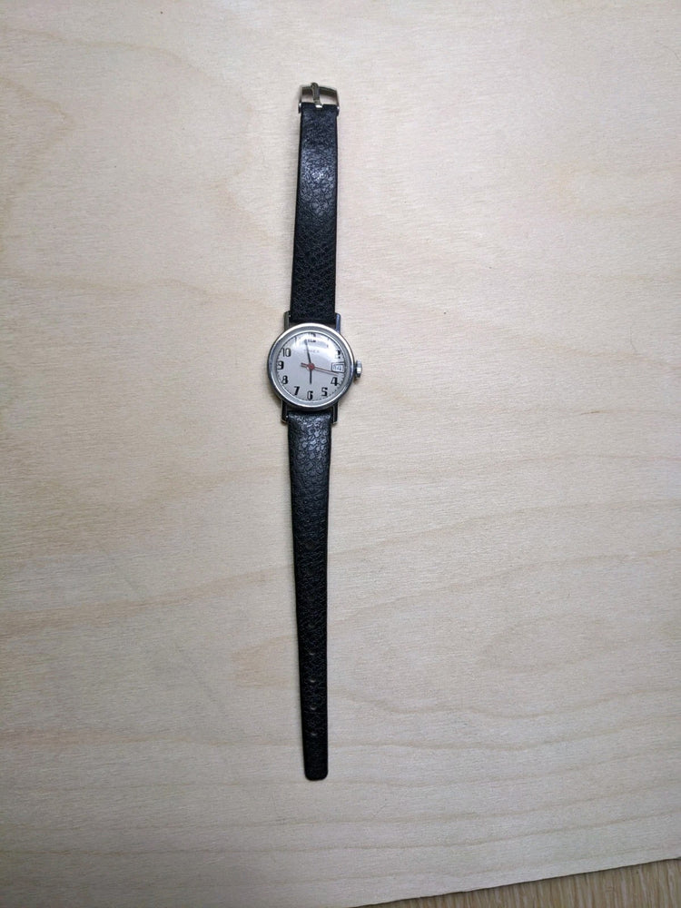 Vintage Timex Watch Women Silver Tone Date Dial Manual Wind EUC