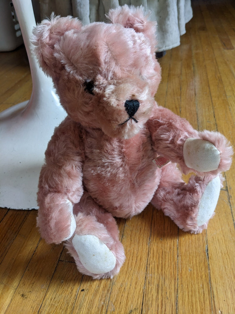 Hermann Teddy Bear Rose Mohair Shaker Growler Jointed Pink Bear AS IS 