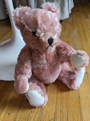 Hermann Teddy Bear Rose Mohair Shaker Growler Jointed Pink Bear AS IS 