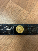 VINTAGE Medusa Belt  Blue Faux Leather Buckle Medallion Gold Roman Stud