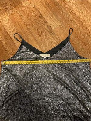 Loft Womens Spaghetti Strap Cami Silver  Sz Large