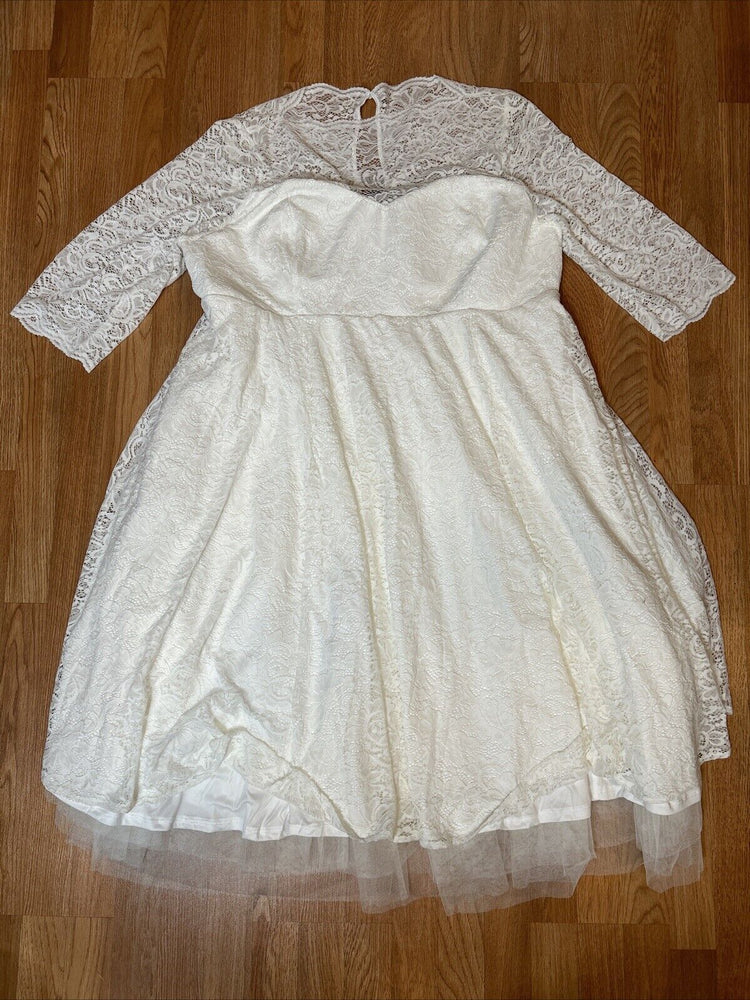 NWT Torrid Size 28 Midi Ivory Lace Wedding Style Dress Full Length Gown