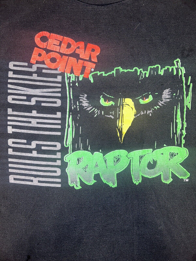 Vintage 90’s Cedar Point Raptor Eyes Rollercoaster Park Ride Graphic T-shirt XL