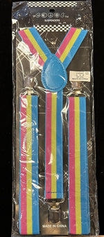 NWT Pansexual Pride pan Suspenders Braces Y Back Clip-on Elastic Adjustable