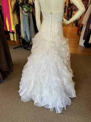 Monique Luo Wedding Dress Davids Bridal Tulle/Faux Pearl Beading sz 2- 4 Xs