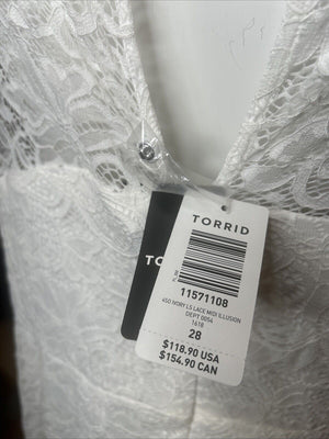 NWT Torrid Size 28 Midi Ivory Lace Wedding Style Dress Full Length Gown