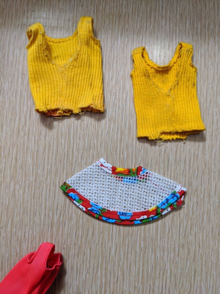 Vintage Barbie Sweet 16 Swimsuit Hat Yellow Tank Top Mattel 1973 As Is Lot 