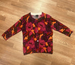 NWT Talbots Petite Cardigan 3/4 Sleeve 100% Cashmere Sweater Black Rose Floral