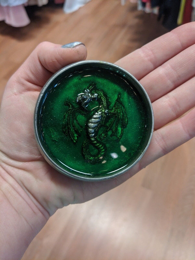 Big Green Resin And pewter dragon belt Buckle Vintage Look Retro Fantasy Renfair