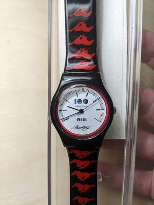 Rare 100 year anniversary Ford Thunderbird black patent watch untested