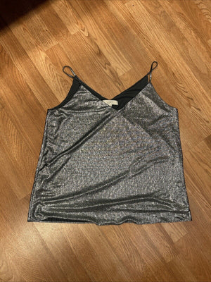 Loft Womens Spaghetti Strap Cami Silver  Sz Large