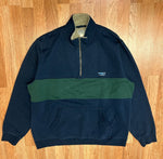 LL BEAN Men’s 1/4 Zip Pullover Sweater XL Regular Heavy Cotton Blue Green