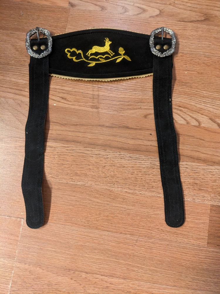 Vintage Leather Suspenders braces for Lederhosen Shorts Black w Buckles 