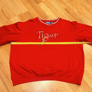 Vtg Disney Pooh Tigger Embroidered Red Crewneck Sweatshirt Size L