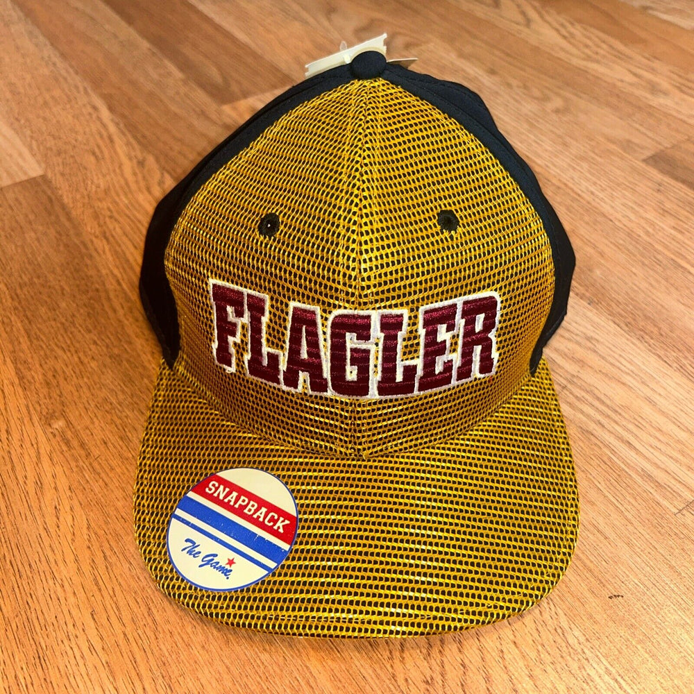 Trucker Vtg 84 New FLAGLER  The Game Logo Snapback Cap YELLOW/Black Red logo NWT