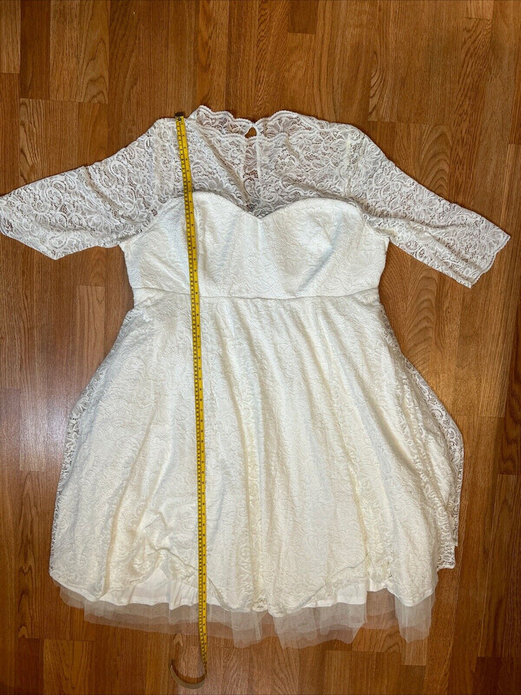 NWT Torrid Size 28 Midi Ivory Lace Wedding Style Dress Full Length Gown