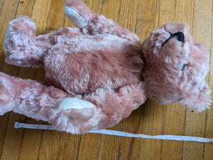 Hermann Teddy Bear Rose Mohair Shaker Growler Jointed Pink Bear AS IS 
