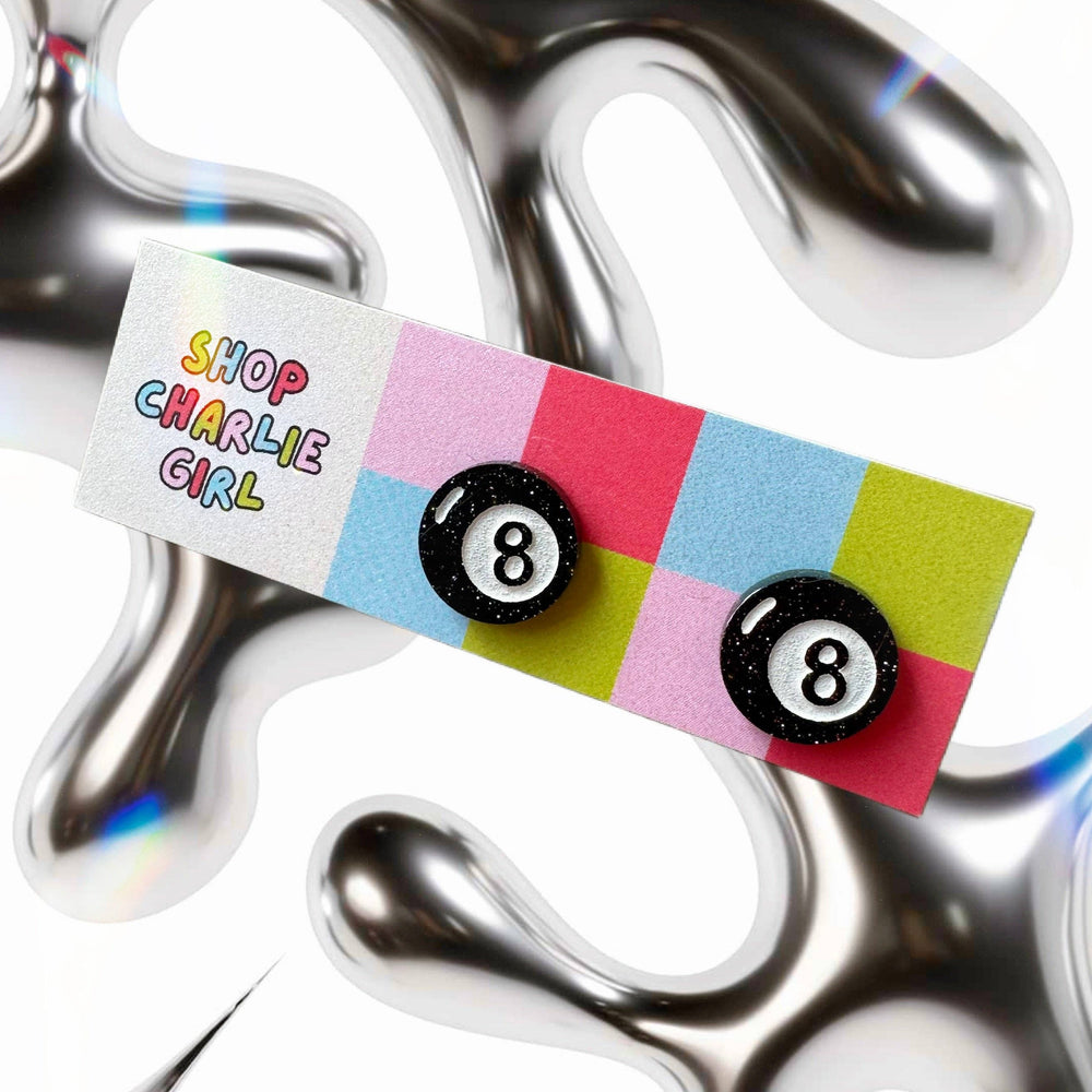 Mini 8 Ball Acrylic Stud Earrings