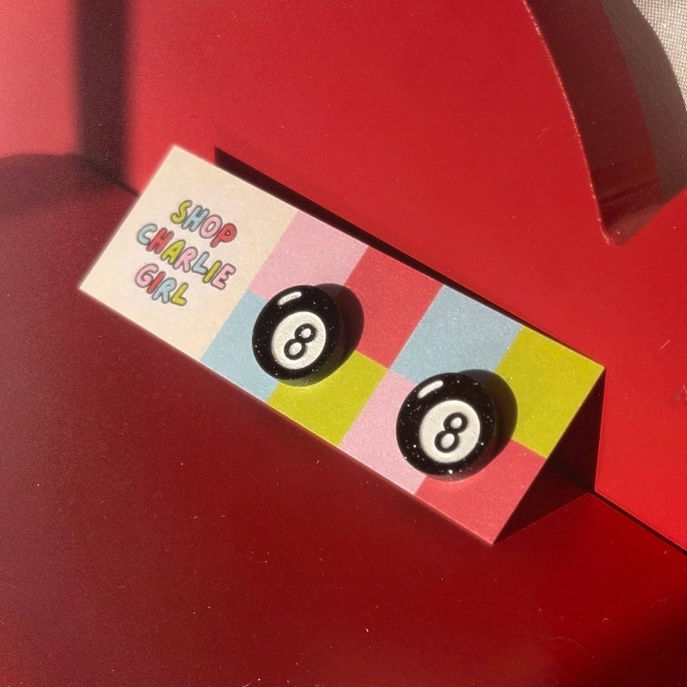 Mini 8 Ball Acrylic Stud Earrings