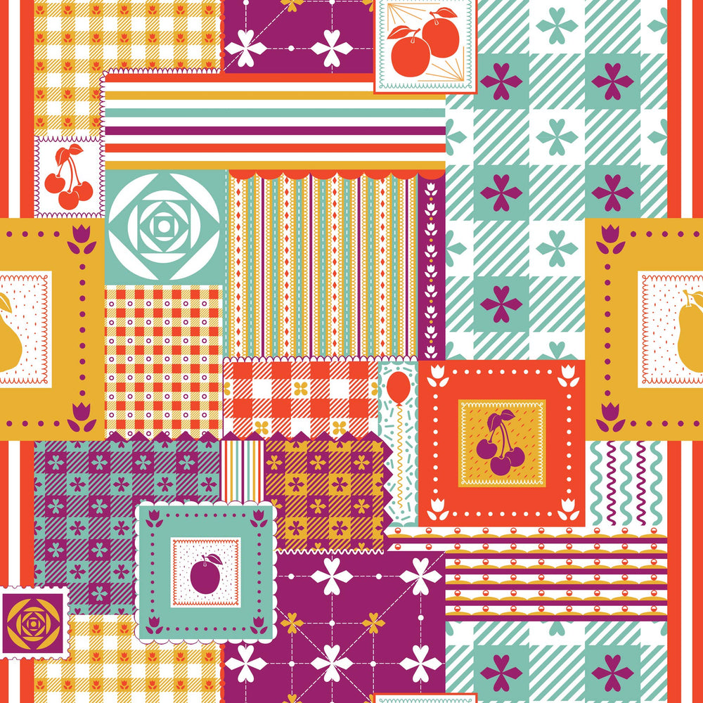 Magenta Patchwork Print Pocket Tunic