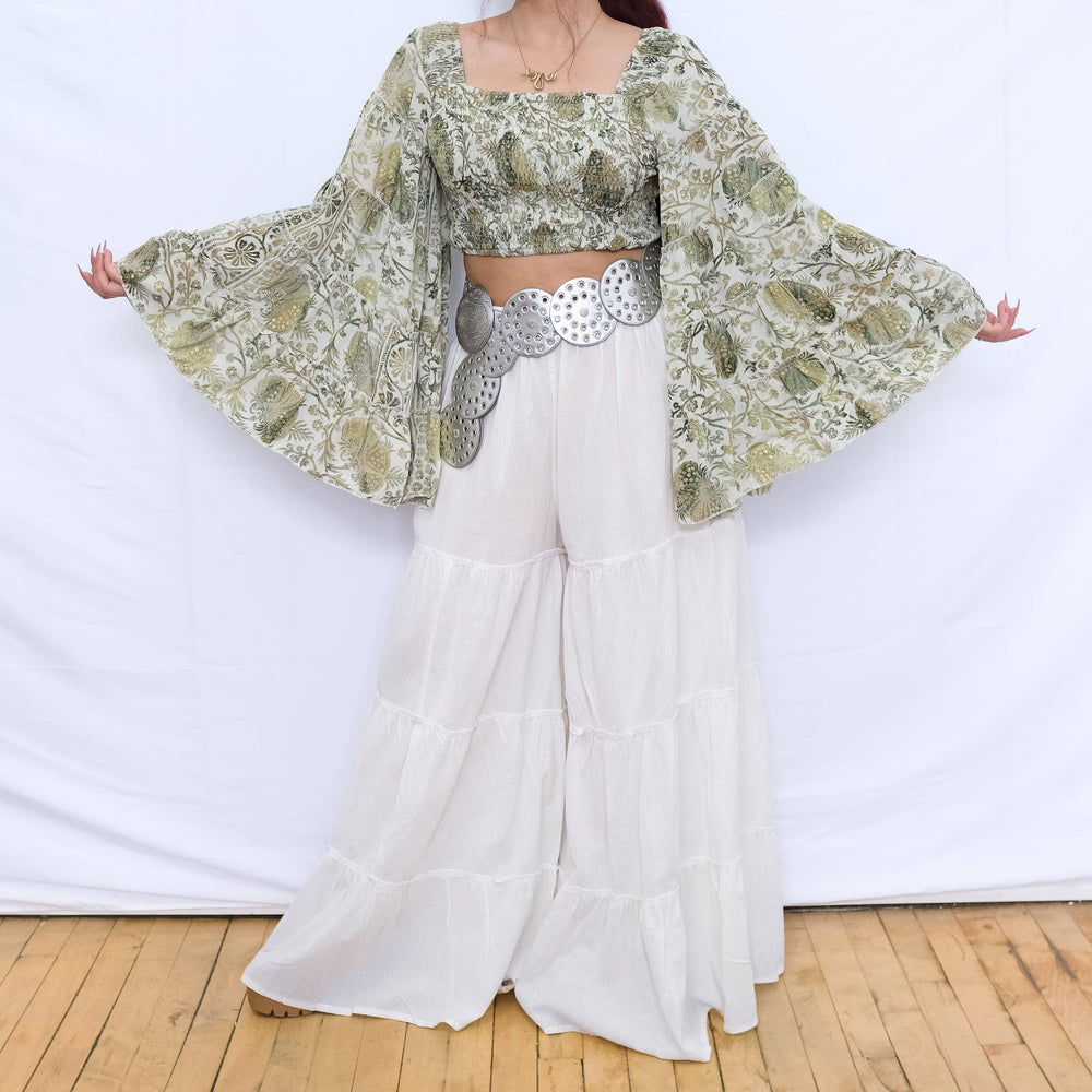 Bohemian Flowy Long Ruffle Sleeve Top