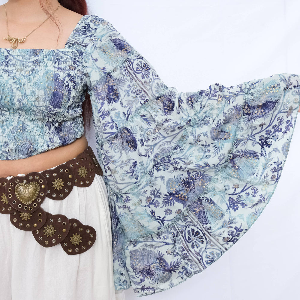 Bohemian Flowy Long Ruffle Sleeve Top