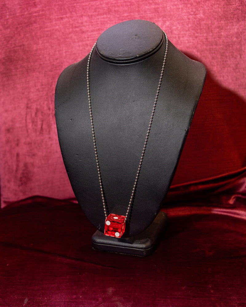 Lucky Red Dice Necklace – 22" Chain (Made by House of Dow)