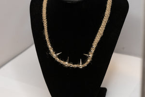 Natural Hemp Choker with Silver Spikes