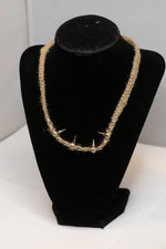 Natural Hemp Choker with Silver Spikes