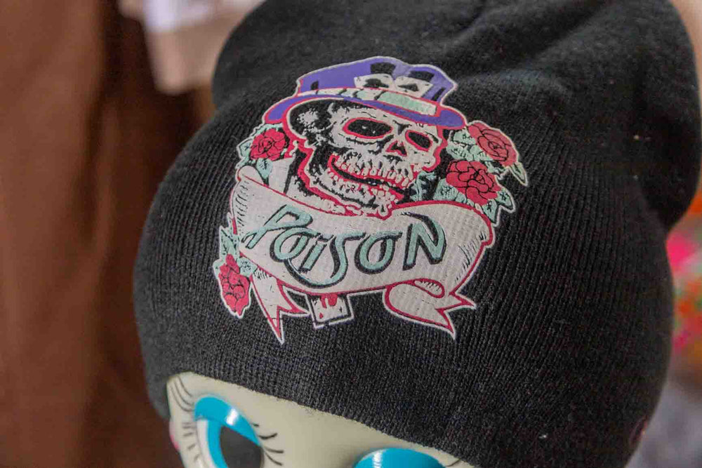 Poison Skull Beanie – Vintage Rock Style