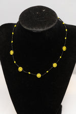 Black & Yellow Smiley Face Beaded Choker Necklace